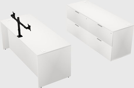 Bureau parallèle avec crédence