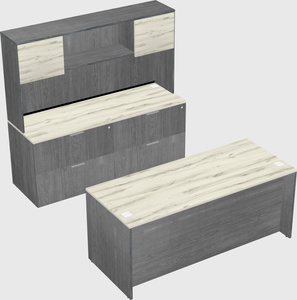 Parallel desk with credenza