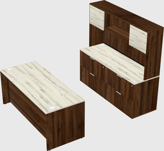 Parallel desk with credenza