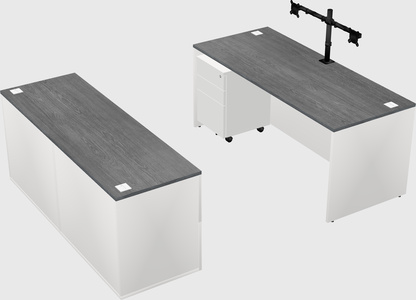 Parallel desk with credenza