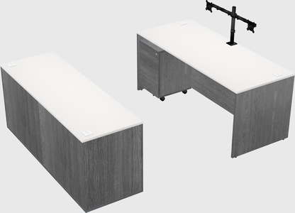 Bureau parallèle avec crédence