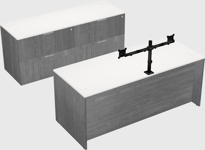 Bureau parallèle avec crédence