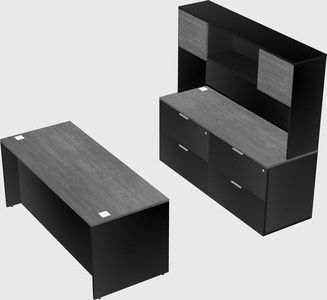 Parallel desk with credenza