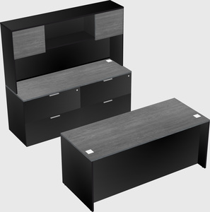 Parallel desk with credenza