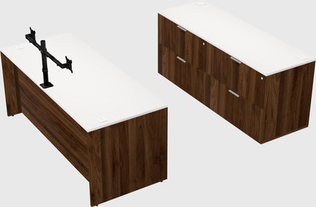 Parallel desk with credenza
