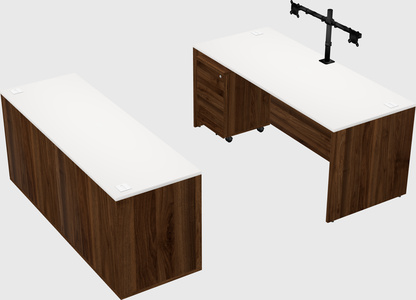 Parallel desk with credenza