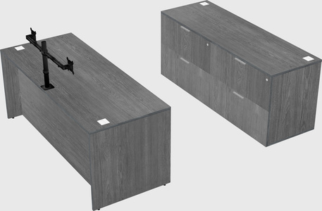 Bureau parallèle avec crédence