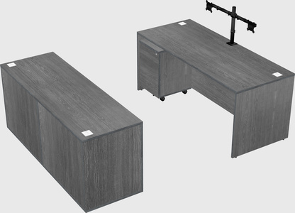 Bureau parallèle avec crédence