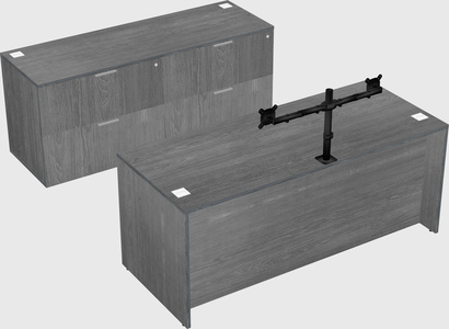 Bureau parallèle avec crédence