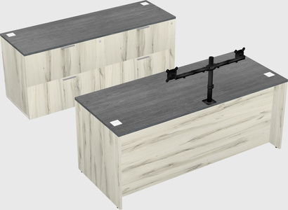 Bureau parallèle avec crédence