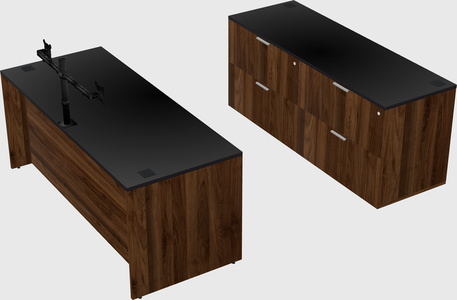 Parallel desk with credenza