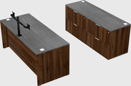 Parallel desk with credenza