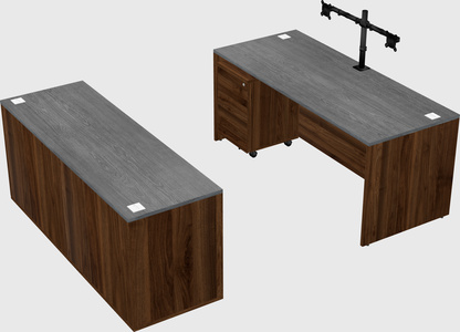 Parallel desk with credenza