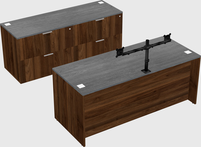 Parallel desk with credenza