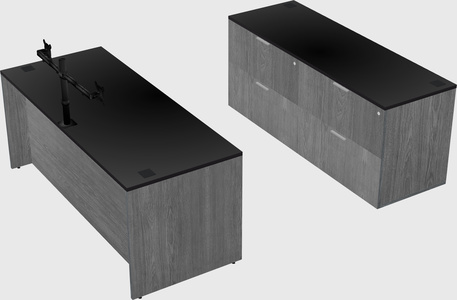 Parallel desk with credenza