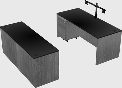 Parallel desk with credenza