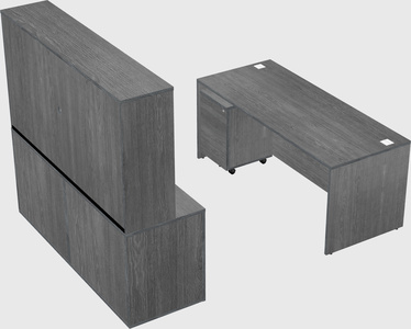 Parallel desk with credenza