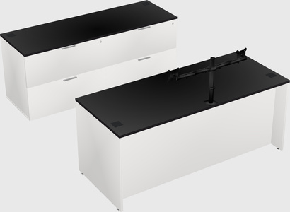 Bureau parallèle avec crédence