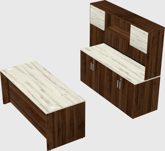Parallel desk with credenza