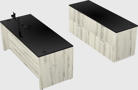 Bureau parallèle avec crédence