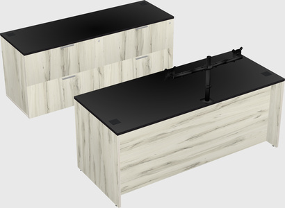 Bureau parallèle avec crédence