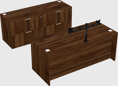 Parallel desk with credenza