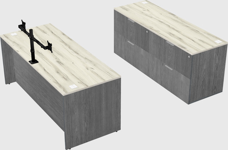 Parallel desk with credenza