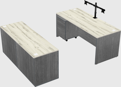 Parallel desk with credenza