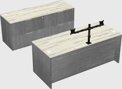 Parallel desk with credenza