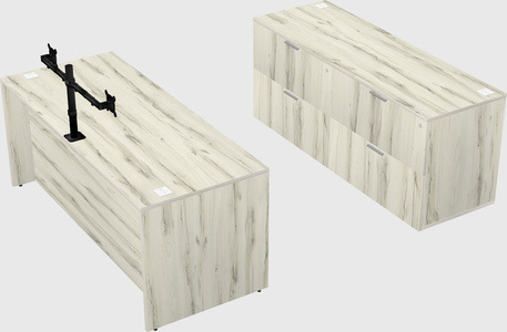 Parallel desk with credenza