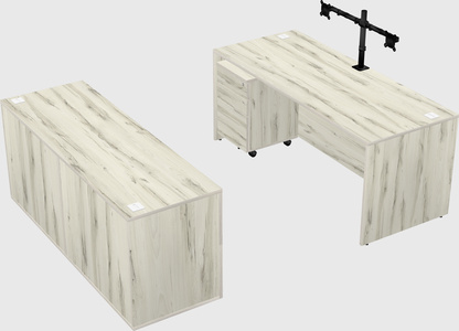 Parallel desk with credenza
