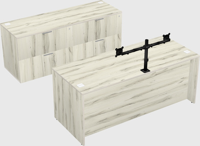 Parallel desk with credenza