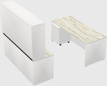 Parallel desk with credenza