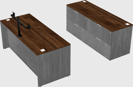 Parallel desk with credenza