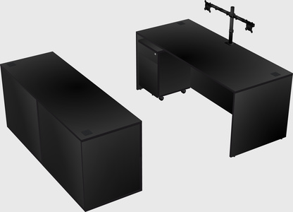 Parallel desk with credenza