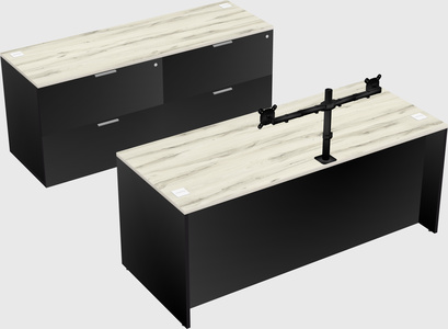 Parallel desk with credenza