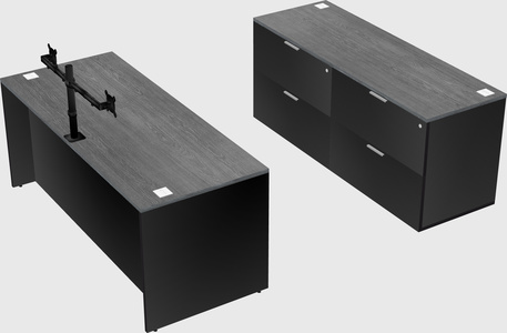 Bureau parallèle avec crédence