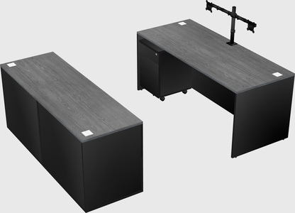 Bureau parallèle avec crédence