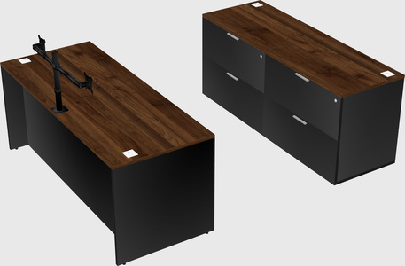 Parallel desk with credenza