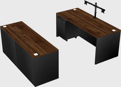 Parallel desk with credenza