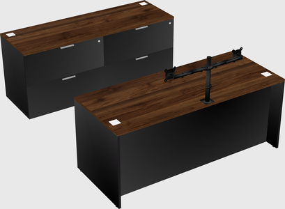 Parallel desk with credenza