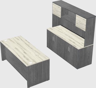 Parallel desk with credenza