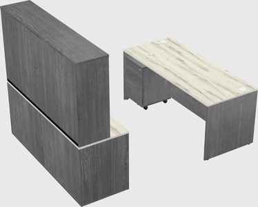 Parallel desk with credenza