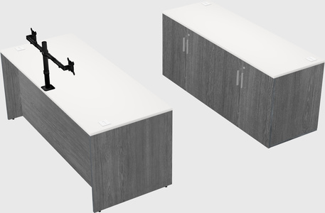 Parallel desk with credenza