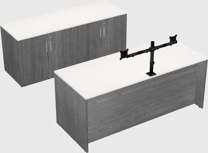 Parallel desk with credenza