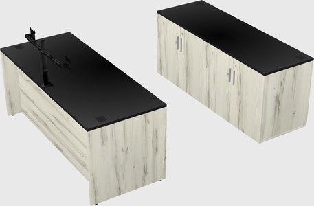 Bureau parallèle avec crédence