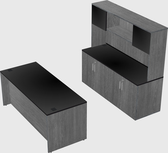 Parallel desk with credenza
