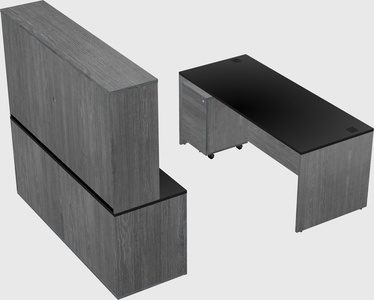 Parallel desk with credenza