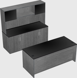 Parallel desk with credenza