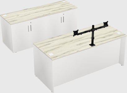 Bureau parallèle avec crédence
